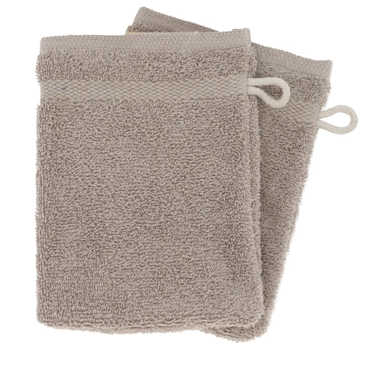 TENDANCE Lot de 2 gants de toilette coton (15 x 21 cm) Timeless Taupe