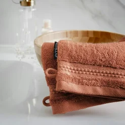 EMINZA Lot de 2 gants de toilette coton bio (15 x 21 cm) Méline Terracotta New