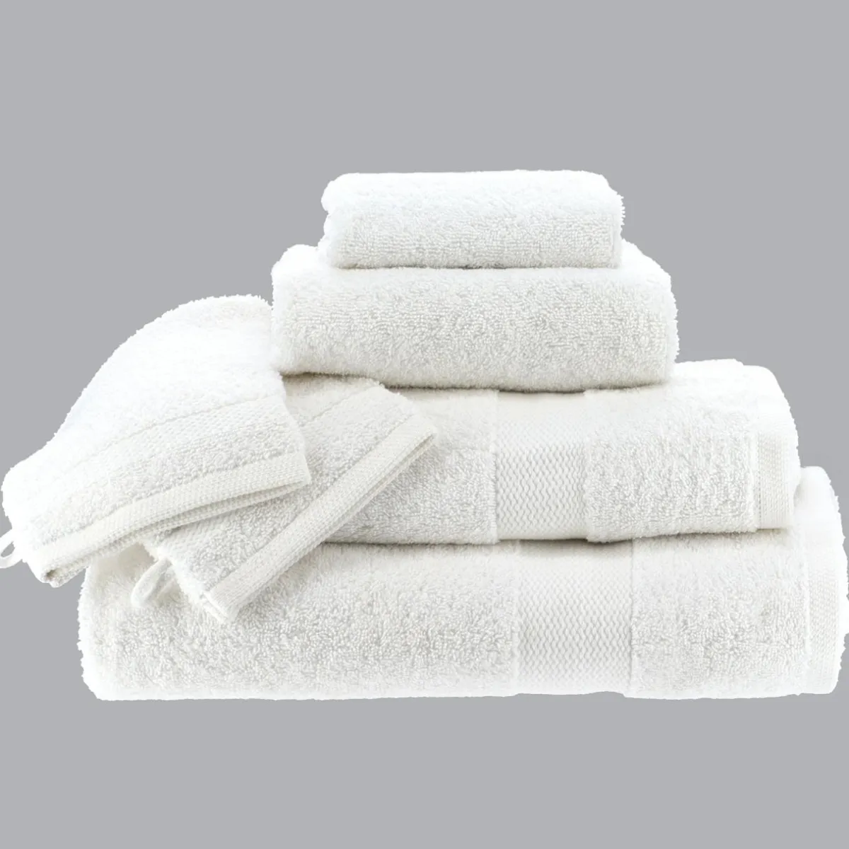 TENDANCE Lot de 2 gants de toilette coton (15 x 21 cm) Timeless Blanc Best