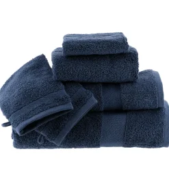 TENDANCE Lot de 2 gants de toilette coton (15 x 21 cm) Timeless Bleu marine