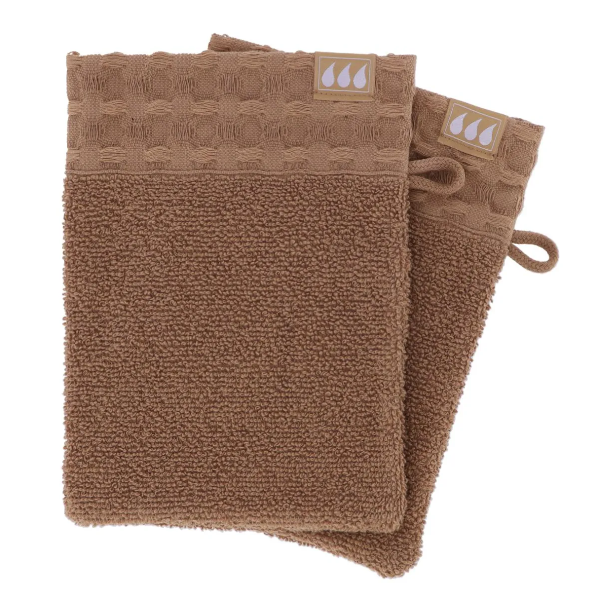 TENDANCE Lot de 2 gants de toilette coton (15 x 21 cm) Season Color Caramel Online
