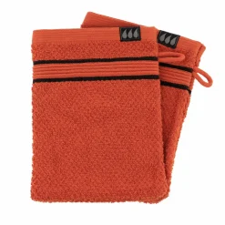 TENDANCE Lot de 2 gants de toilette coton (15 x 21 cm) Black Line Joia / noir Terracotta Outlet