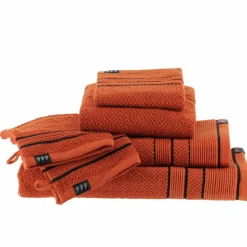 TENDANCE Lot de 2 gants de toilette coton (15 x 21 cm) Black Line Joia / noir Terracotta Outlet
