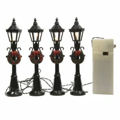 KAEMINGK Lot de 4 lampadaires illuminés (H12 cm) pour aménager un village Clearance
