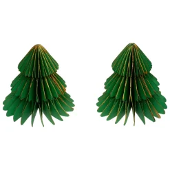 JJA Lot de 2 minis Sapins décoratifs (H6 cm) Papier magnétique Vert New