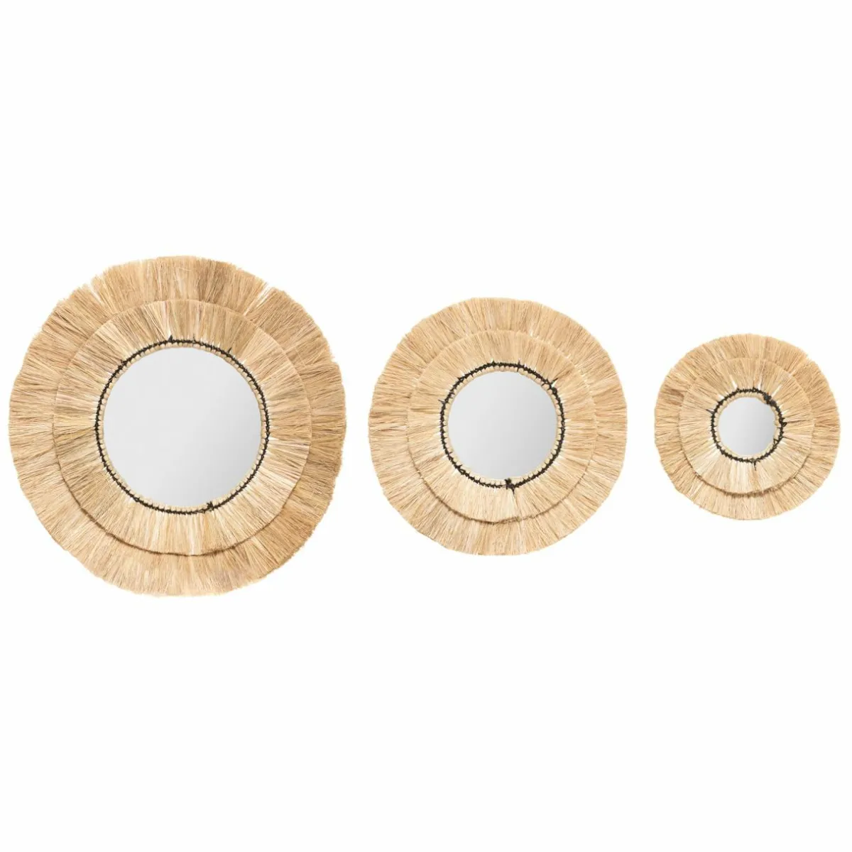 ATMOSPHERA Lot de 3 miroirs (D20-30-40 cm) Alba Naturel Sale