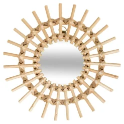 ATMOSPHERA Lot de 3 miroirs (D28 cm) Soleil Rotin Naturel New