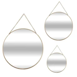 ATMOSPHERA Lot de 3 miroirs en métal (D29 cm) Ovalia Or