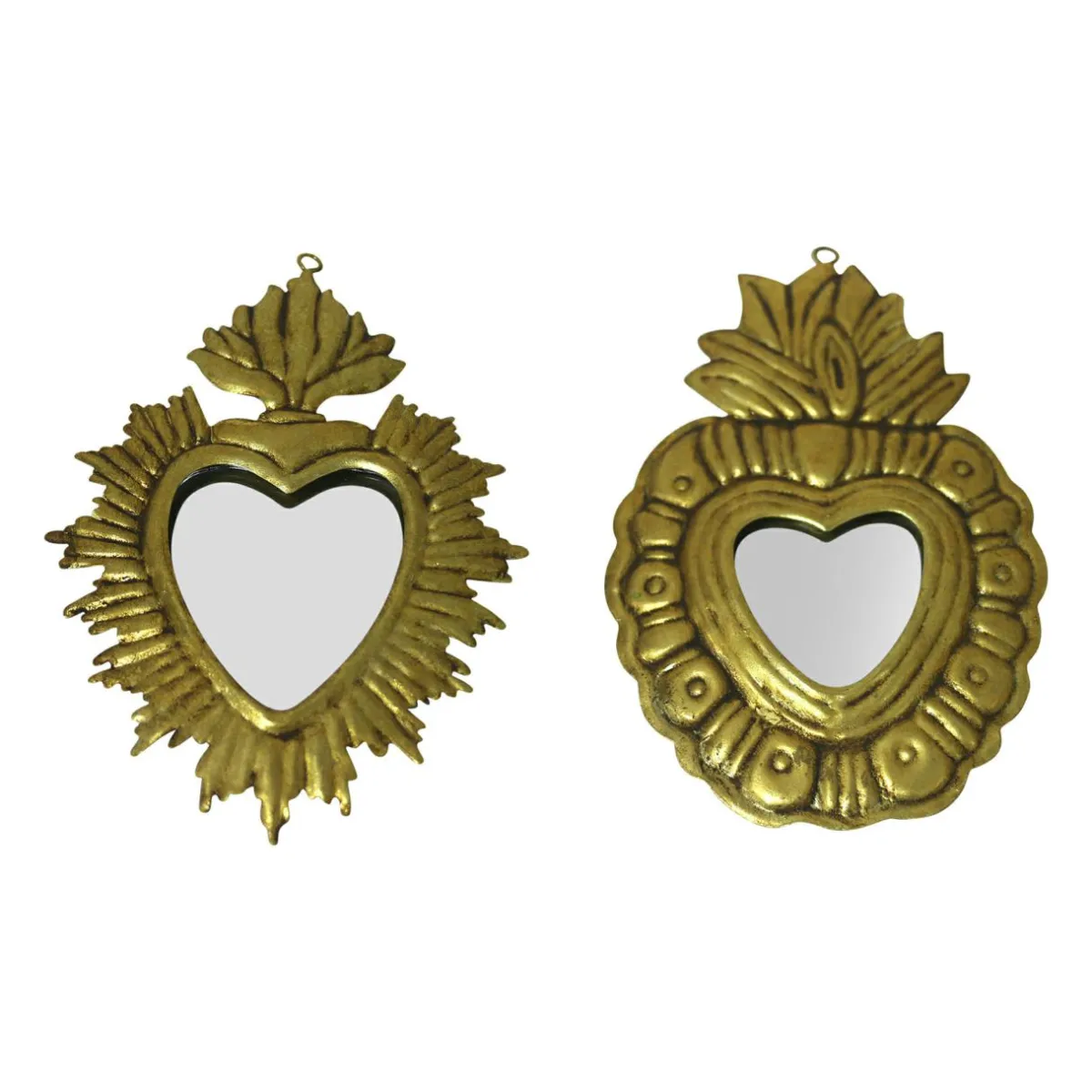 OSTARIA Lot de 2 miroirs métalisés Ex-Voto (H18 cm) Cœur Or New