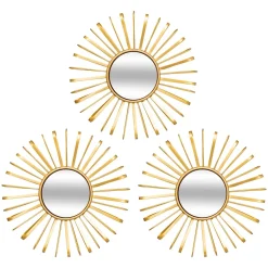 Atmosphera, cru017dateur d'intu017drieur Lot de 3 miroirs muraux métal (D 24 cm) Warren Or New