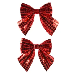 KAEMINGK Lot de 2 noeuds de Noël (H13 cm) Disco Rouge Outlet