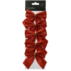 KAEMINGK Lot de 5 nœuds de Noël (H9 cm) Scintillant Rouge Hot