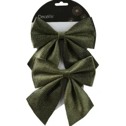 KAEMINGK Lot de 2 Nœuds de Noël (H15 cm) London chic Vert New