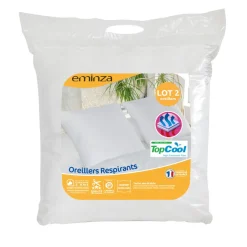 EMINZA Lot de 2 oreillers carrés moelleux (60 x 60 cm) Respirants Blanc Hot