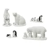 KAEMINGK Lot de 3 ours polaires et 3 pingouins pour village de Noël Discount