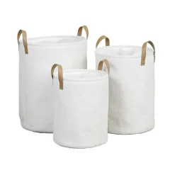 TENDANCE Lot de 3 paniers à linge bouclette (H54 cm) Avoriaz Blanc Hot