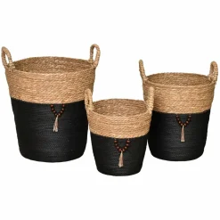 TENDANCE Lot de 3 paniers à linge (H45 cm) Jya Noir Online