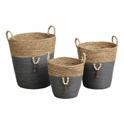 TENDANCE Lot de 3 paniers à linge (H45 cm) Jya Gris Outlet