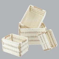 TENDANCE Lot de 4 paniers de rangement Paper Blanc Best