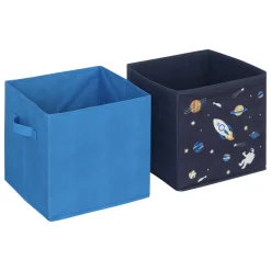 ATMOSPHERA Lot de 2 paniers de rangement enfant (29 x 29 cm) Espace Bleu