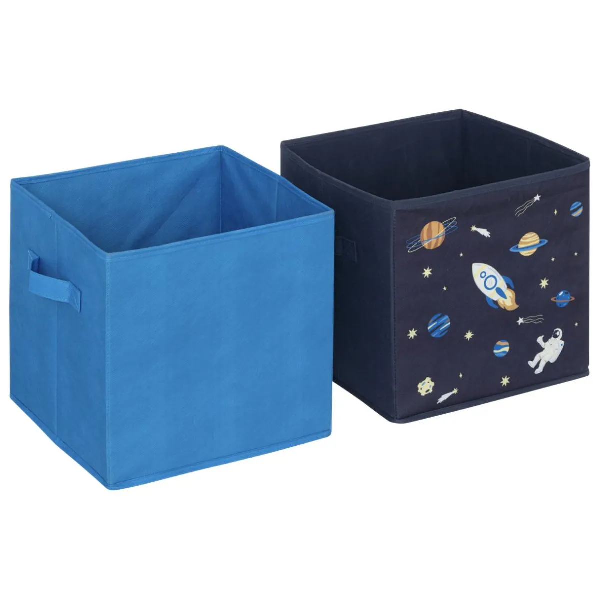 ATMOSPHERA Lot de 2 paniers de rangement enfant (29 x 29 cm) Espace Bleu