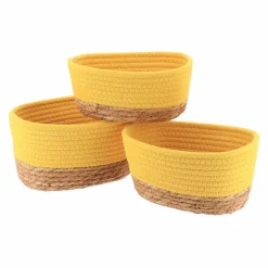 TENDANCE Lot de 3 paniers de rangement (H13 cm) Timeless Jaune moutarde Sale