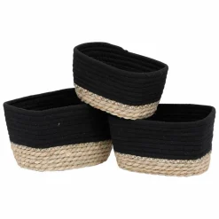 TENDANCE Lot de 3 paniers de rangement (H13 cm) Timeless Noir Hot
