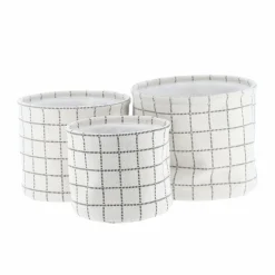 TENDANCE Lot de 3 paniers de rangement (H17 cm) Carreaux Blanc Sale