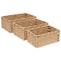 5 Five Simply Smart Lot de 3 paniers de rangement tressés hauts (30 x 21 cm) Garlic Beige Best