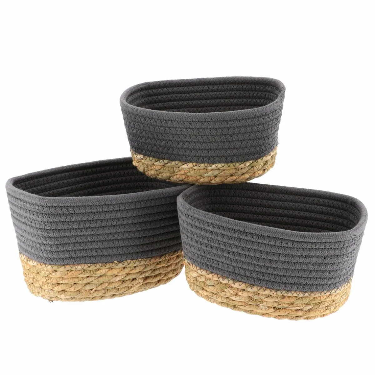 TENDANCE Lot de 3 paniers de rangement (H13 cm) Timeless Gris Hot