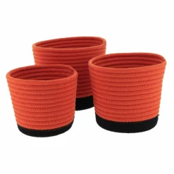 TENDANCE Lot de 3 paniers (H16 cm) Black Line Terre de sienne/Noir Rouge brun Online