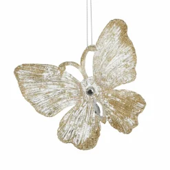 KOOPMAN Lot de 2 papillons (H10,5 cm) Souy pailletés Or Clearance