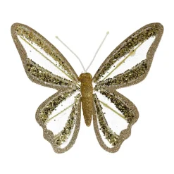 KAEMINGK Lot de 2 Papillons sur pince (H14 cm) Rêverie Or New