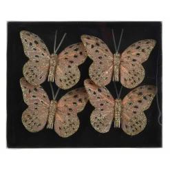 KAEMINGK Lot de 4 Papillons sur pince (H6 cm) Papillon des neiges Rose poudré Best