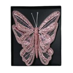 KAEMINGK Lot de 2 Papillons sur pince (H14 cm) Rêverie poudré Rose Hot