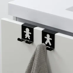 TENDANCE Lot de 2 patères à suspendre métal (H5 cm) Bonhommes Noir Hot
