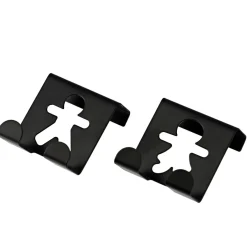 TENDANCE Lot de 2 patères à suspendre métal (H5 cm) Bonhommes Noir Hot