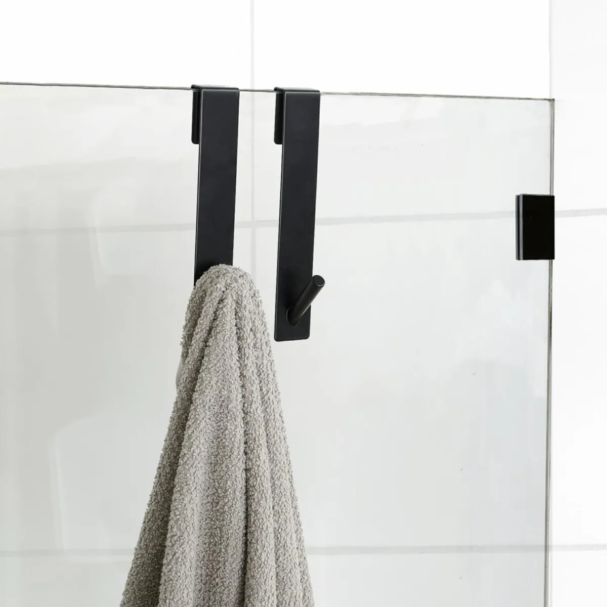 TENDANCE Lot de 2 patères à suspendre spécial paroi de douche (H18 cm) Noir Clearance