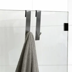 TENDANCE Lot de 2 patères à suspendre spécial paroi de douche (H18 cm) Chrome Argent