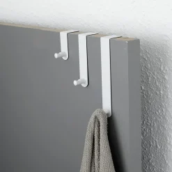 TENDANCE Lot de 3 patères de porte acier inoxydable (H7-13-19 cm) Blanc Sale
