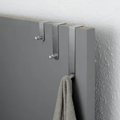 TENDANCE Lot de 3 patères de porte acier inoxydable (H7-13-19 cm) Chrome Argent Hot
