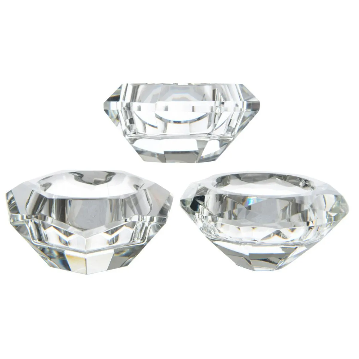 KAEMINGK Lot de 12 photophores en verre (D7 cm) Diamant cristal Transparent Hot