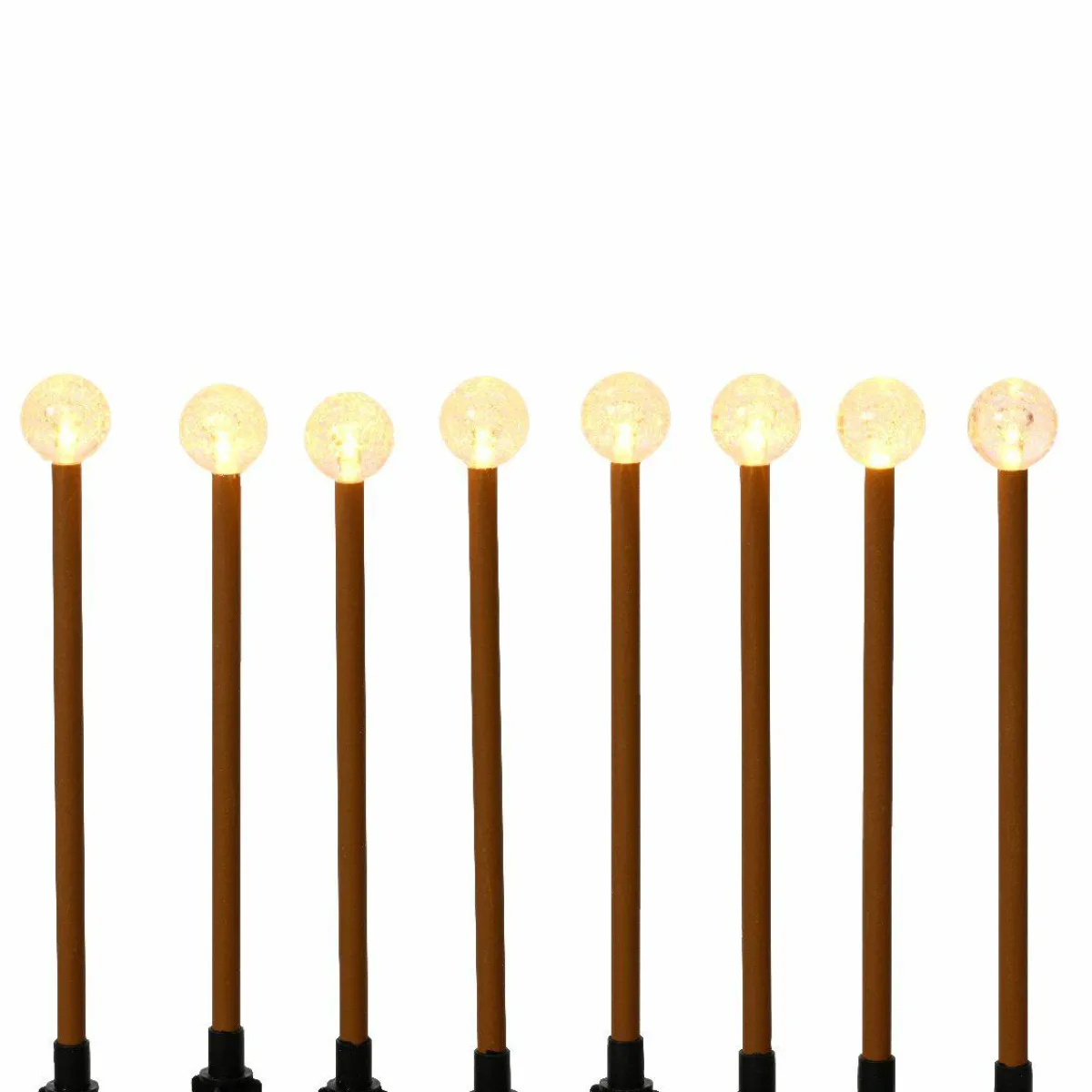 #N/A Lot de 8 pics lumineux à piles Sphères LED (H20 cm) Blanc chaud Marron Clearance