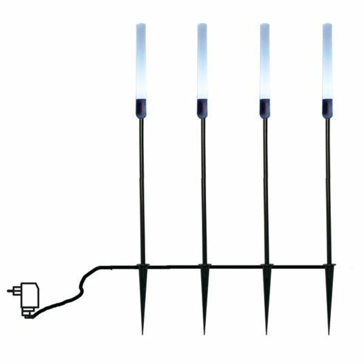 BLACHERE Lot de 4 piques lumineux de jardin (H51,5 cm) Cylindre Blanc froid Noir New