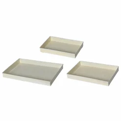 #N/A Lot de 3 plateaux décoratifs (34 x 24 cm) Fleurs d'Ésmée Crème Beige Online