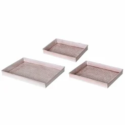 #N/A Lot de 3 plateaux décoratifs (34 x 24 cm) Fleurs d'Ésmée pâle Rose Clearance