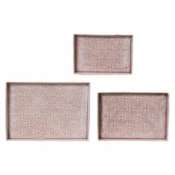 #N/A Lot de 3 plateaux décoratifs (34 x 24 cm) Fleurs d'Ésmée pâle Rose Clearance