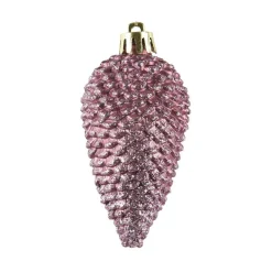 KAEMINGK Lot de 6 pommes de pin à suspendre (H8 cm) Alpine Vieux rose Hot