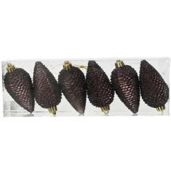 KAEMINGK Lot de 6 pommes de pin à suspendre (H8 cm) Alpine Noir truffé Discount