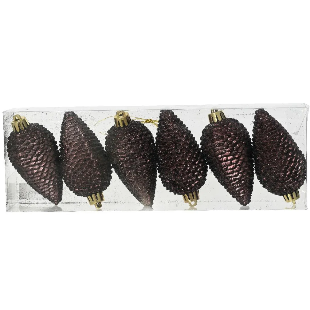 KAEMINGK Lot de 6 pommes de pin à suspendre (H8 cm) Alpine Noir truffé Discount